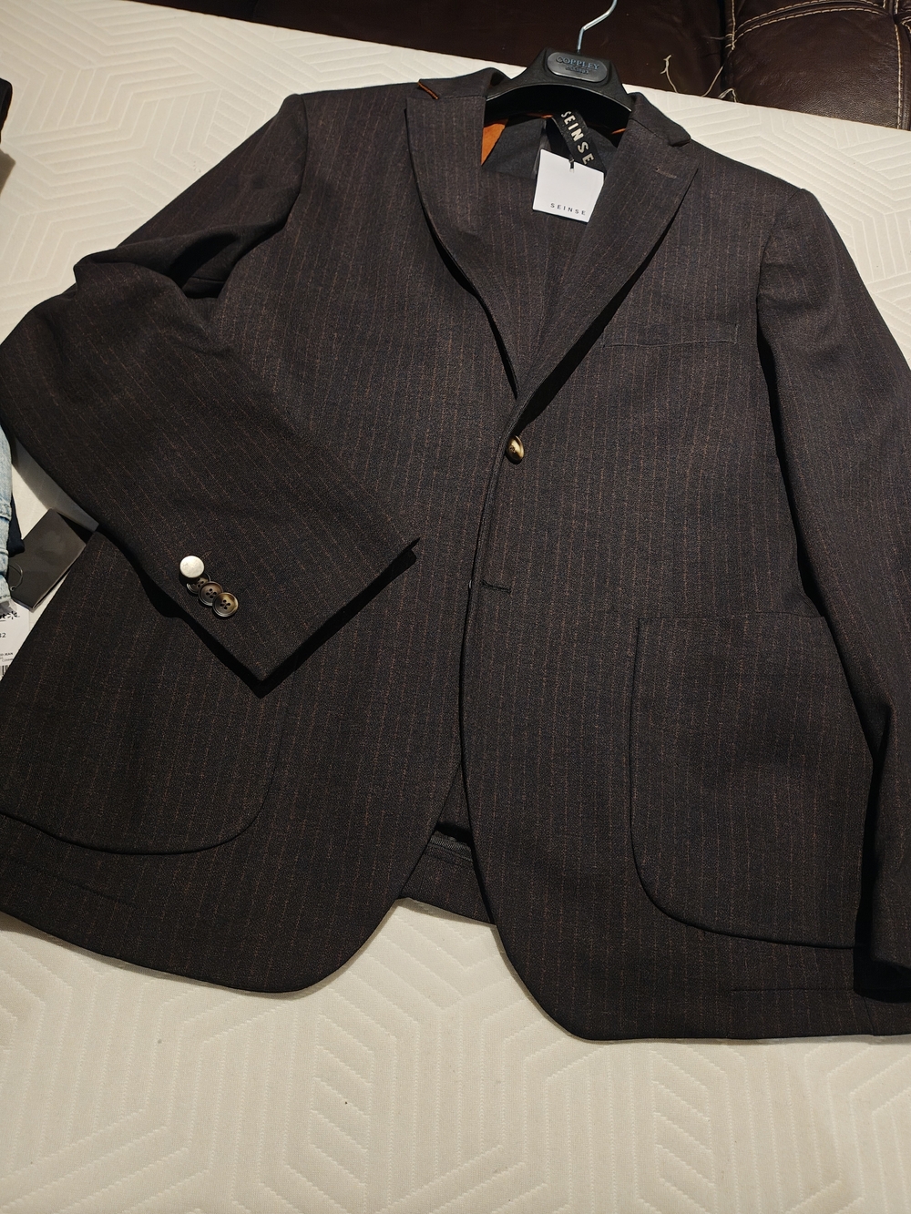 Mens Dark Brown Pinstripe Suits - Tailored Single-Breasted Jacket+ Pants
